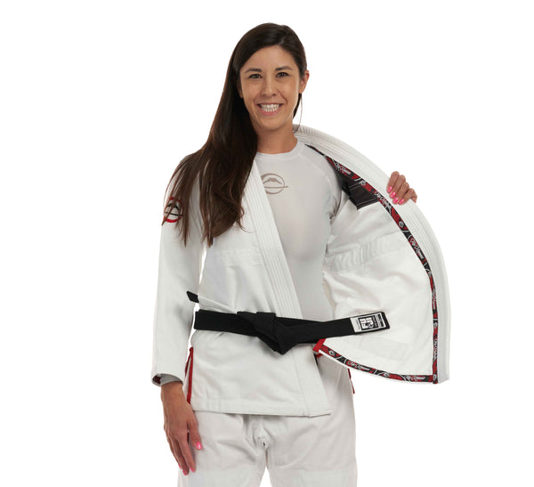 Suparaito Womens BJJ Gi Crane Edition White Red