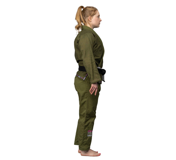 Suparaito Womens BJJ Gi Military Green and Pink