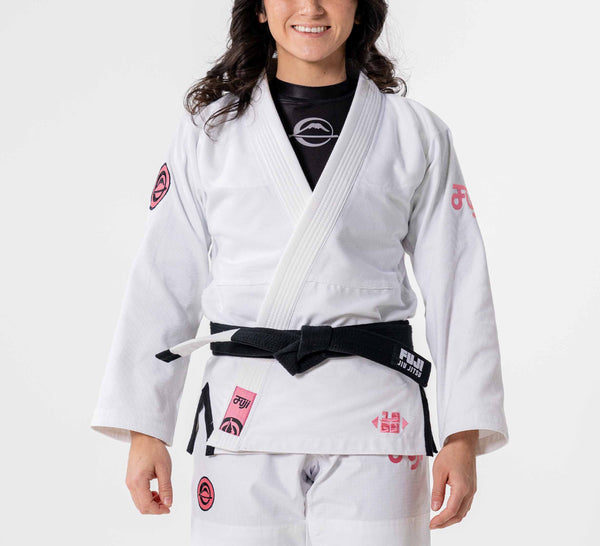 Womens Flow-Tech BJJ Gi White/Pink/Teal