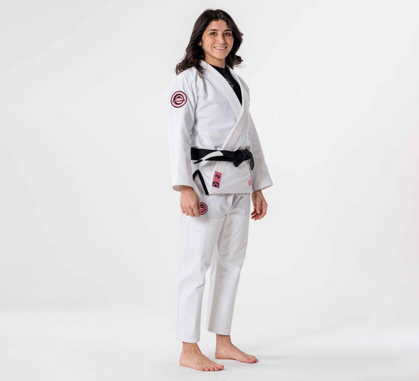 Womens Flow-Tech BJJ Gi White/Pink/Teal