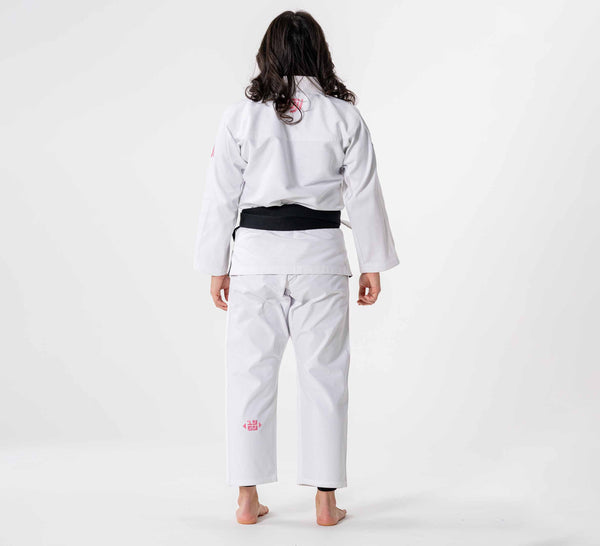 Womens Flow-Tech BJJ Gi White/Pink/Teal