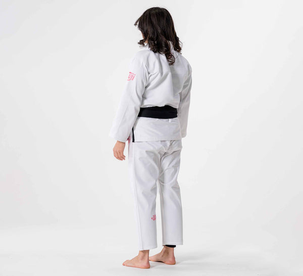 Womens Flow-Tech BJJ Gi White/Pink/Teal