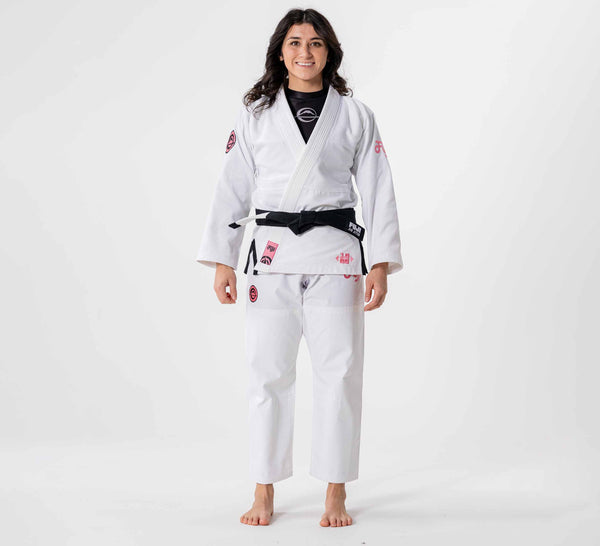 Womens Flow-Tech BJJ Gi White/Pink/Teal