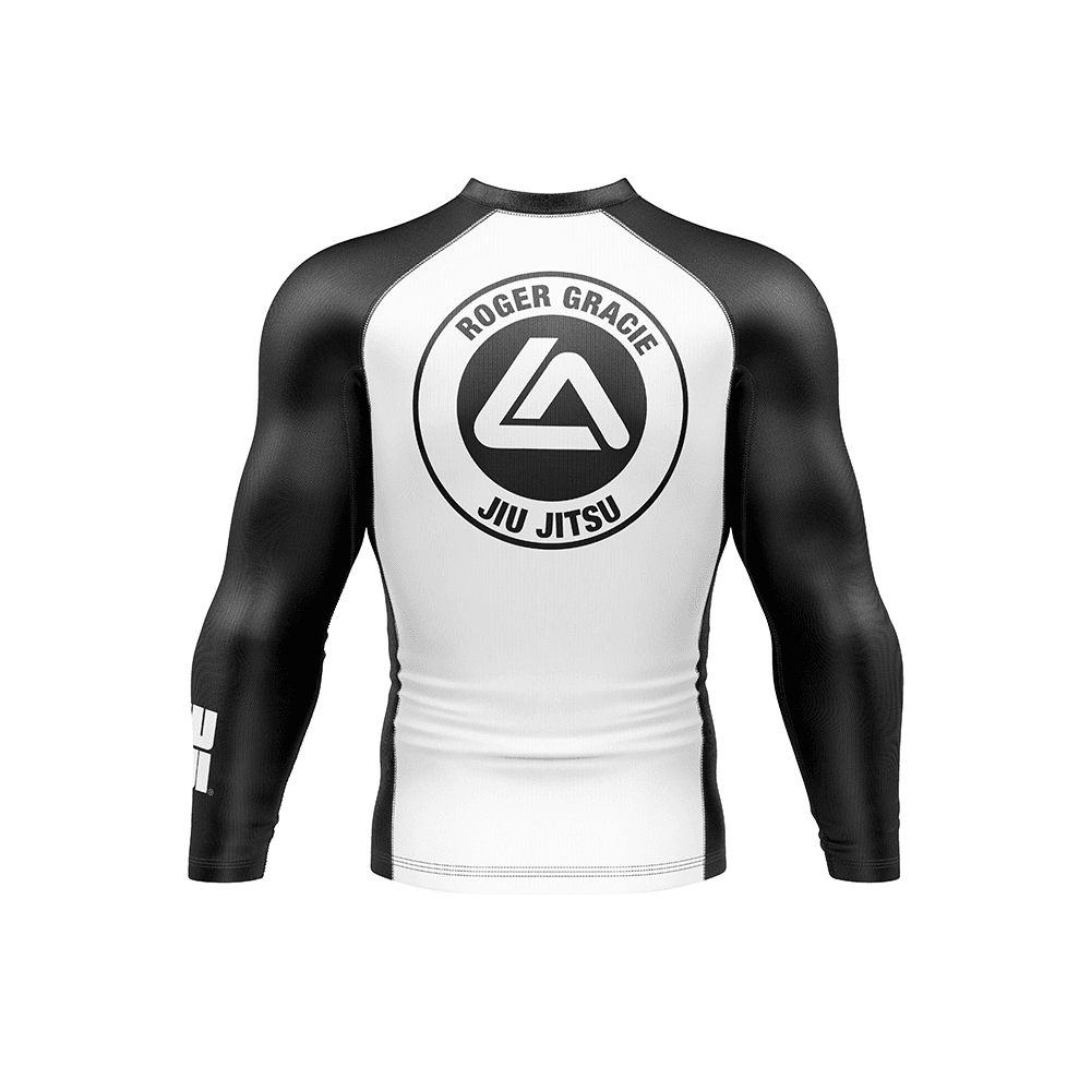 Roger Gracie Jiu Jitsu Ranked Long Sleeve Rashguard White